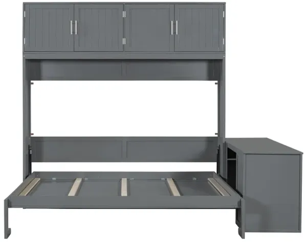 Merax Murphy Bed Cabinet with Desk and Storage Shelves