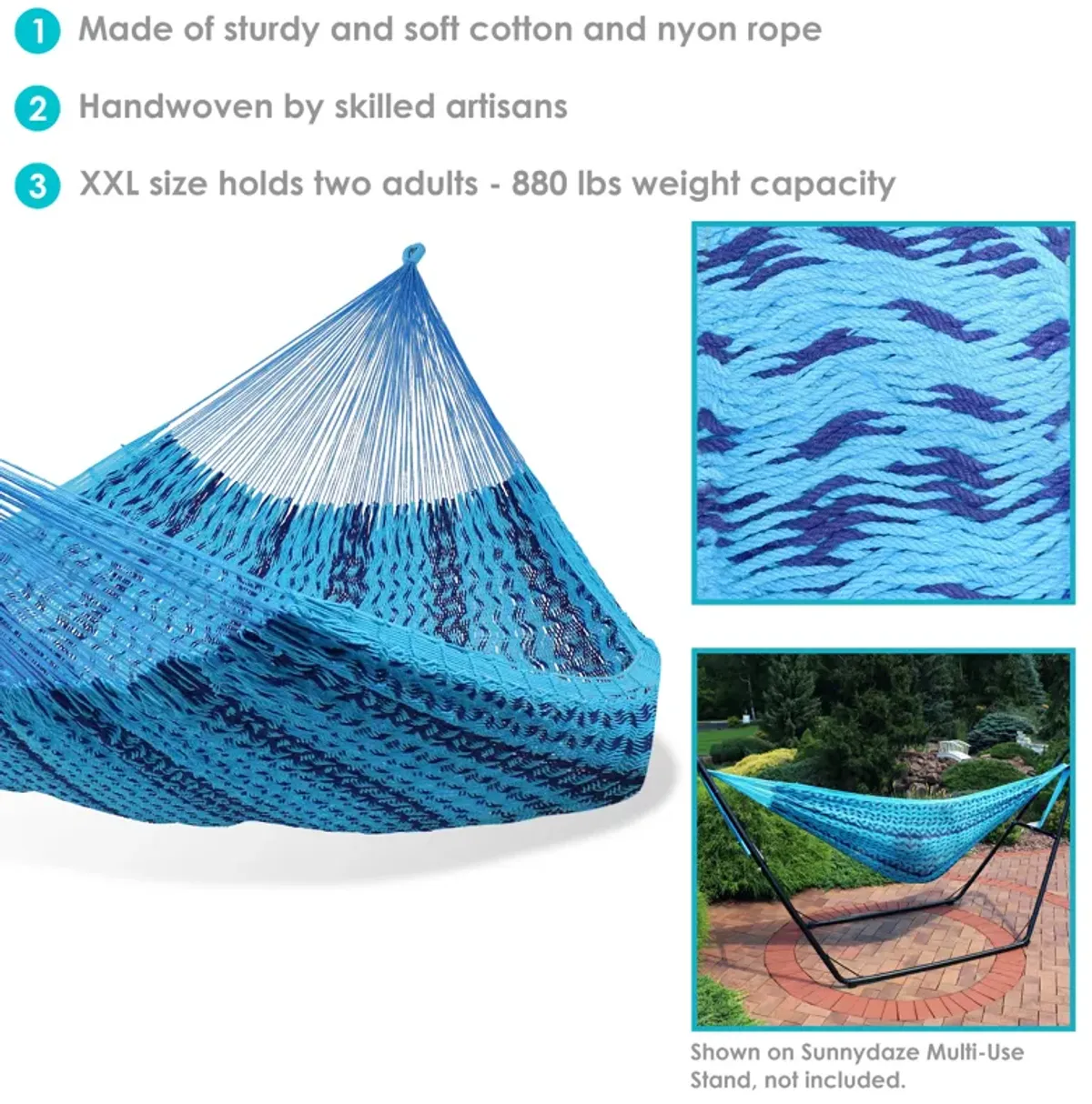 Sunnydaze 2-Person Cotton and Nylon Woven Fabric Hammock