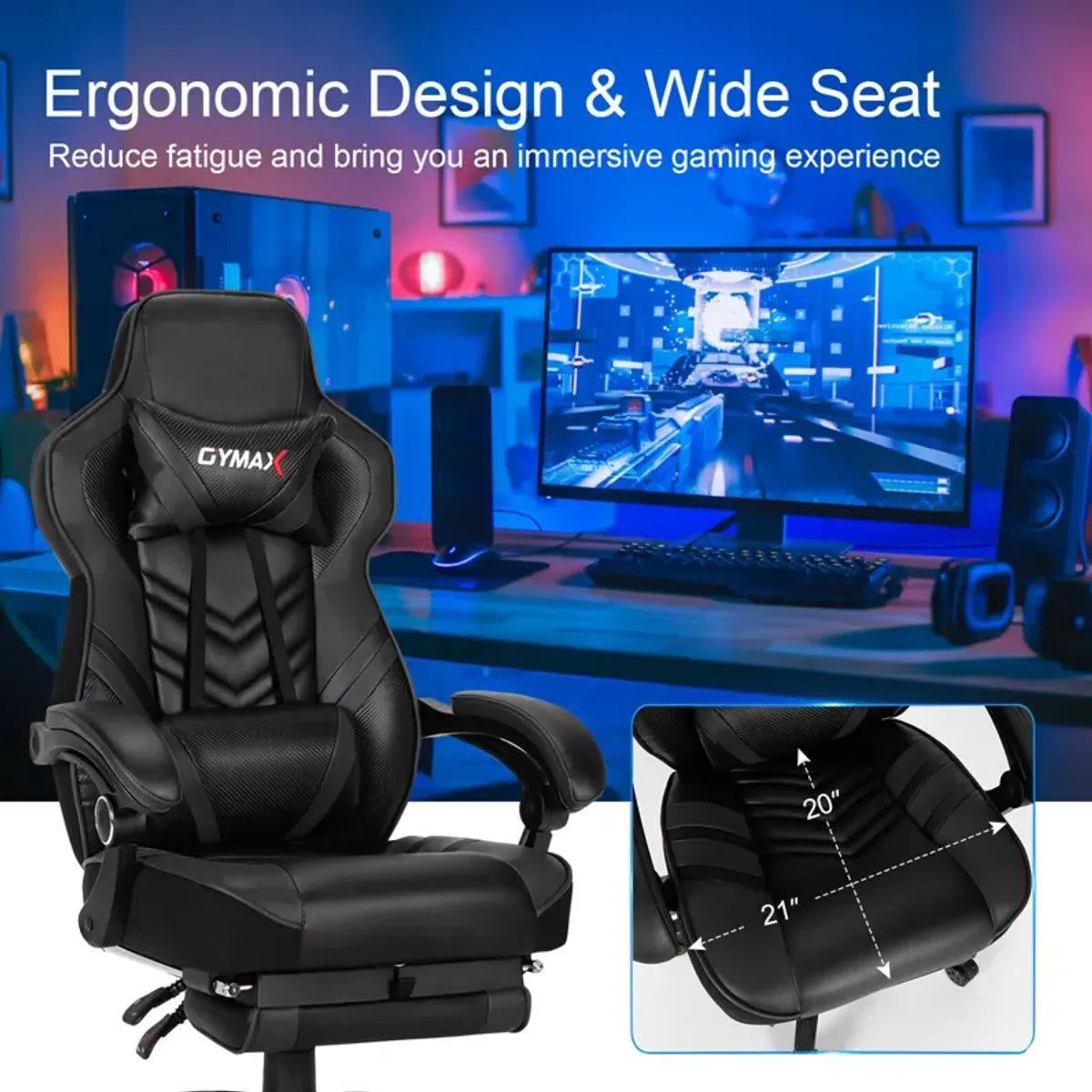 Costway Office Computer Desk Chair Gaming Chair Adjustable Swivel