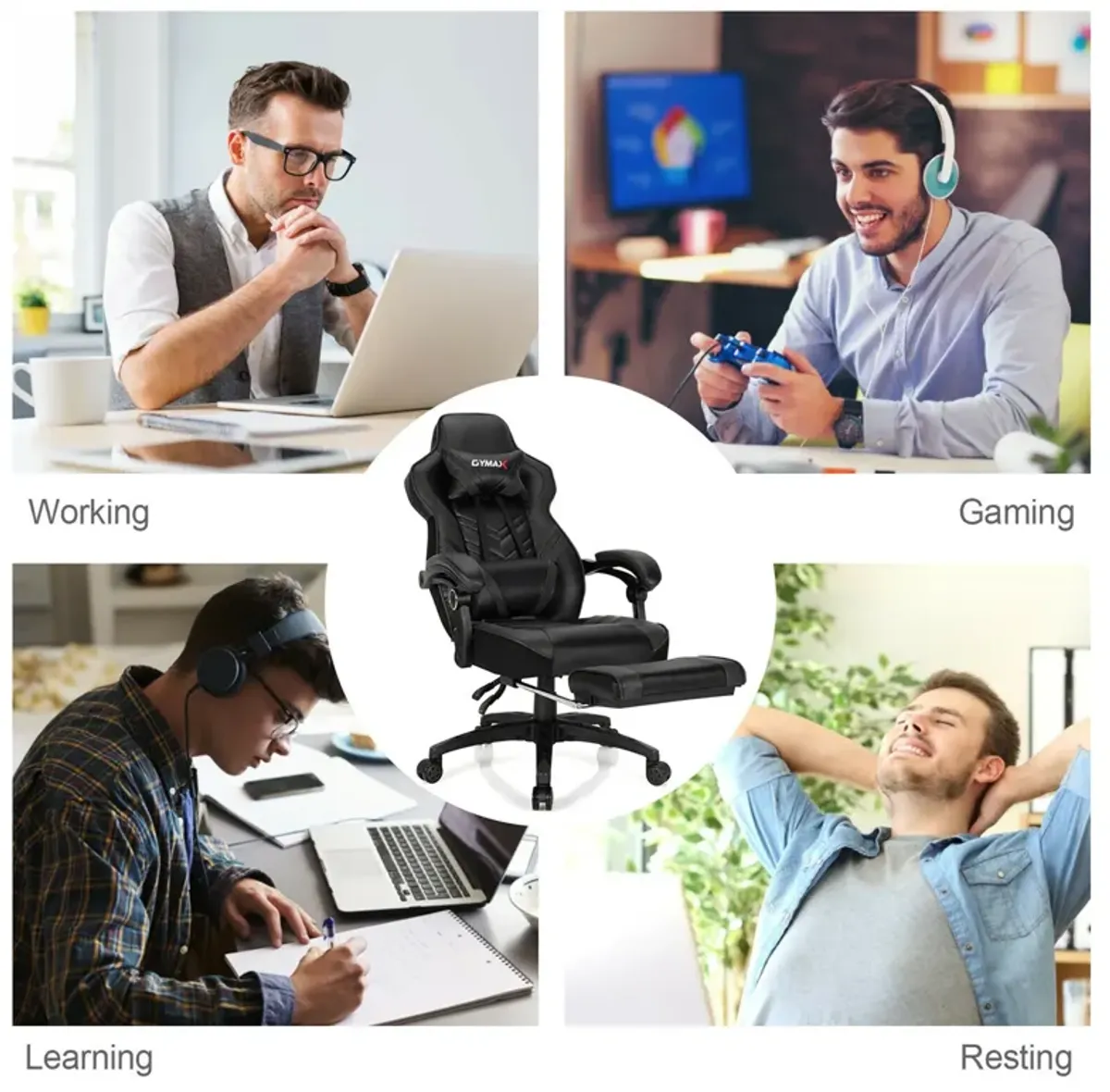 Costway Office Computer Desk Chair Gaming Chair Adjustable Swivel