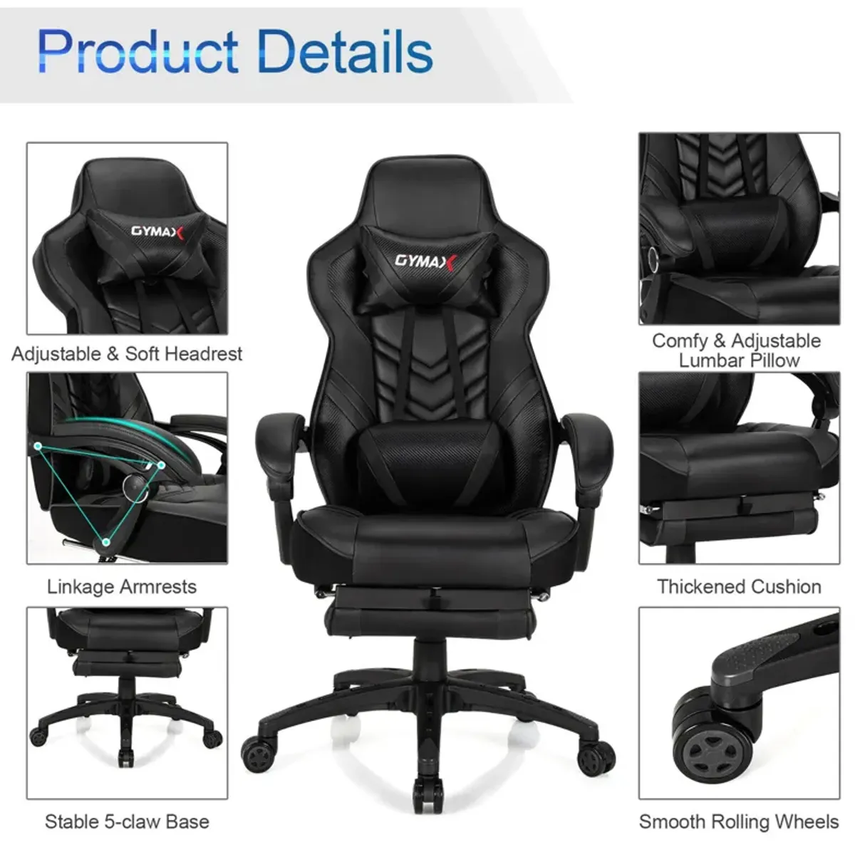 Costway Office Computer Desk Chair Gaming Chair Adjustable Swivel