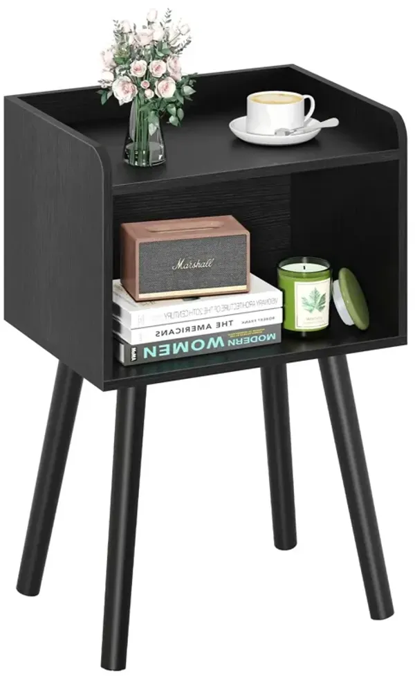 Yoobure Mid Century Modern Nightstand for Small Spaces, Small Side Table with Storage Shelf, Wood End Table Night Stand, Vintage