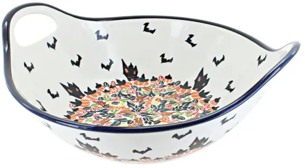Blue Rose Polish Pottery Deep Bowl with Handles