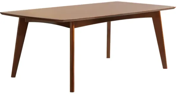 Mid century Modern Wooden Dining Table, Dark Walnut Brown - Benzara