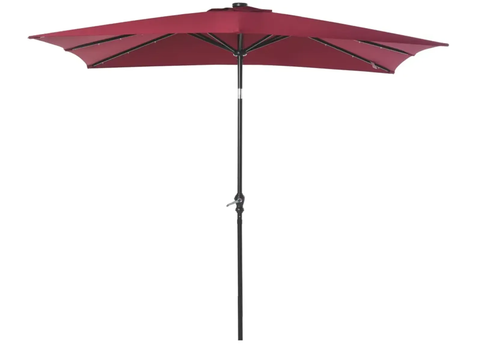 Red Outdoor Canopy: 9ft Solar LED Patio Umbrella