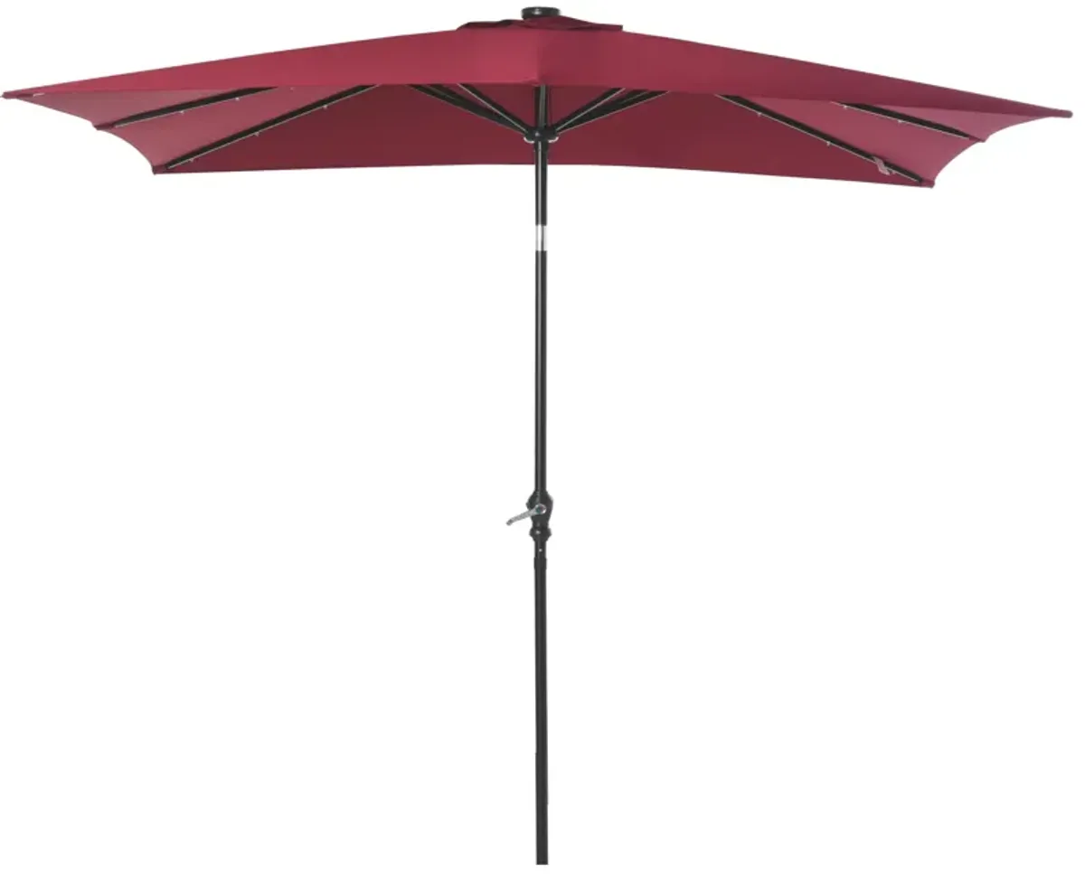 Red Outdoor Canopy: 9ft Solar LED Patio Umbrella