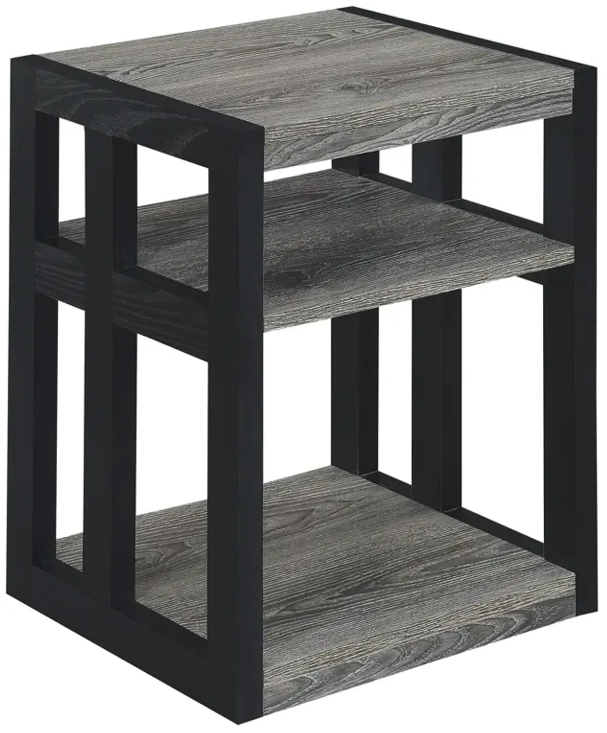 Convenience Concepts Monterey End Table with Shelves, Weathered Gray/Black