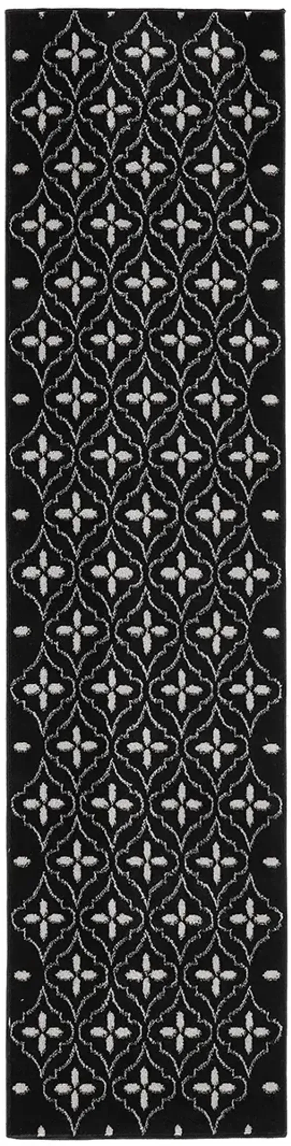 Nourison Essentials NRE04 Black/Ivory 2'2" x 7'6" Rug
