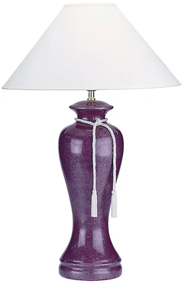 Hivvago 35" Red Burgundy Glaze Ceramic Urn Table Lamp With White Classic Empire Shade