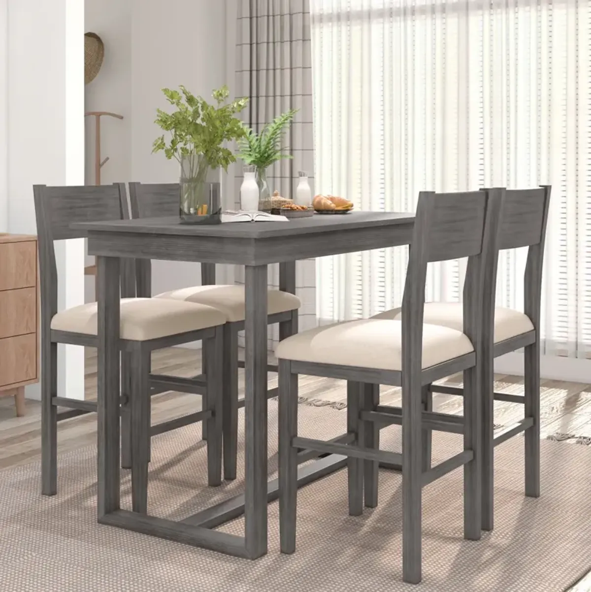 5-Piece Farmhouse Dining Set for Small Spaces