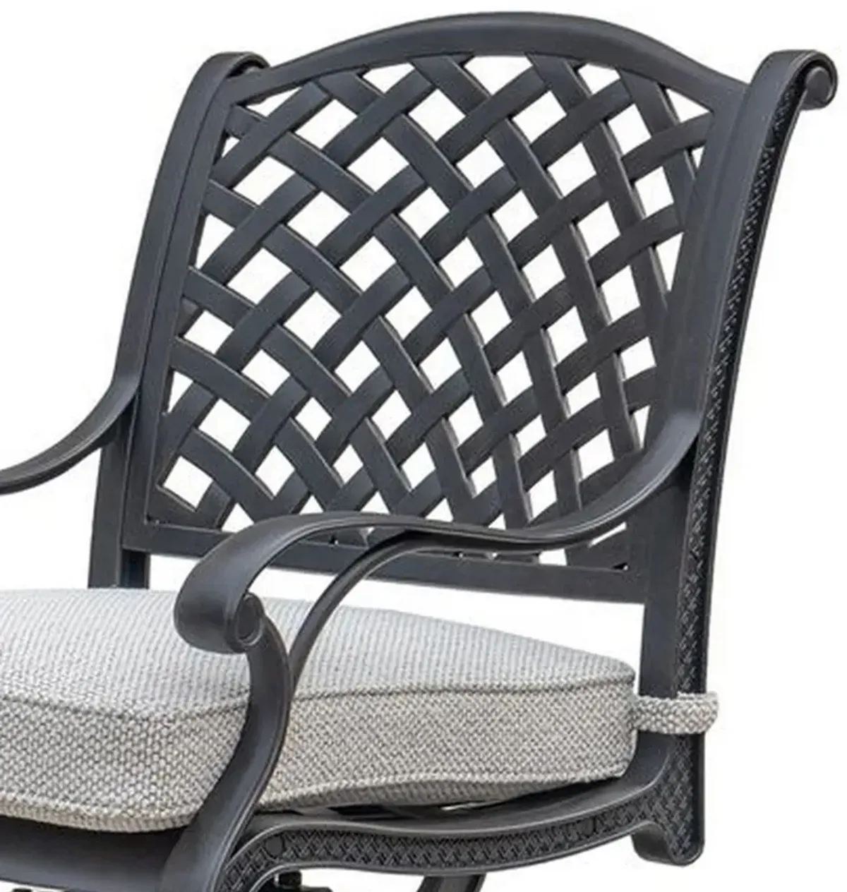 Zoe Outdoor Dining Swivel Rocker Chair Set of 2, Black Aluminium, Taupe