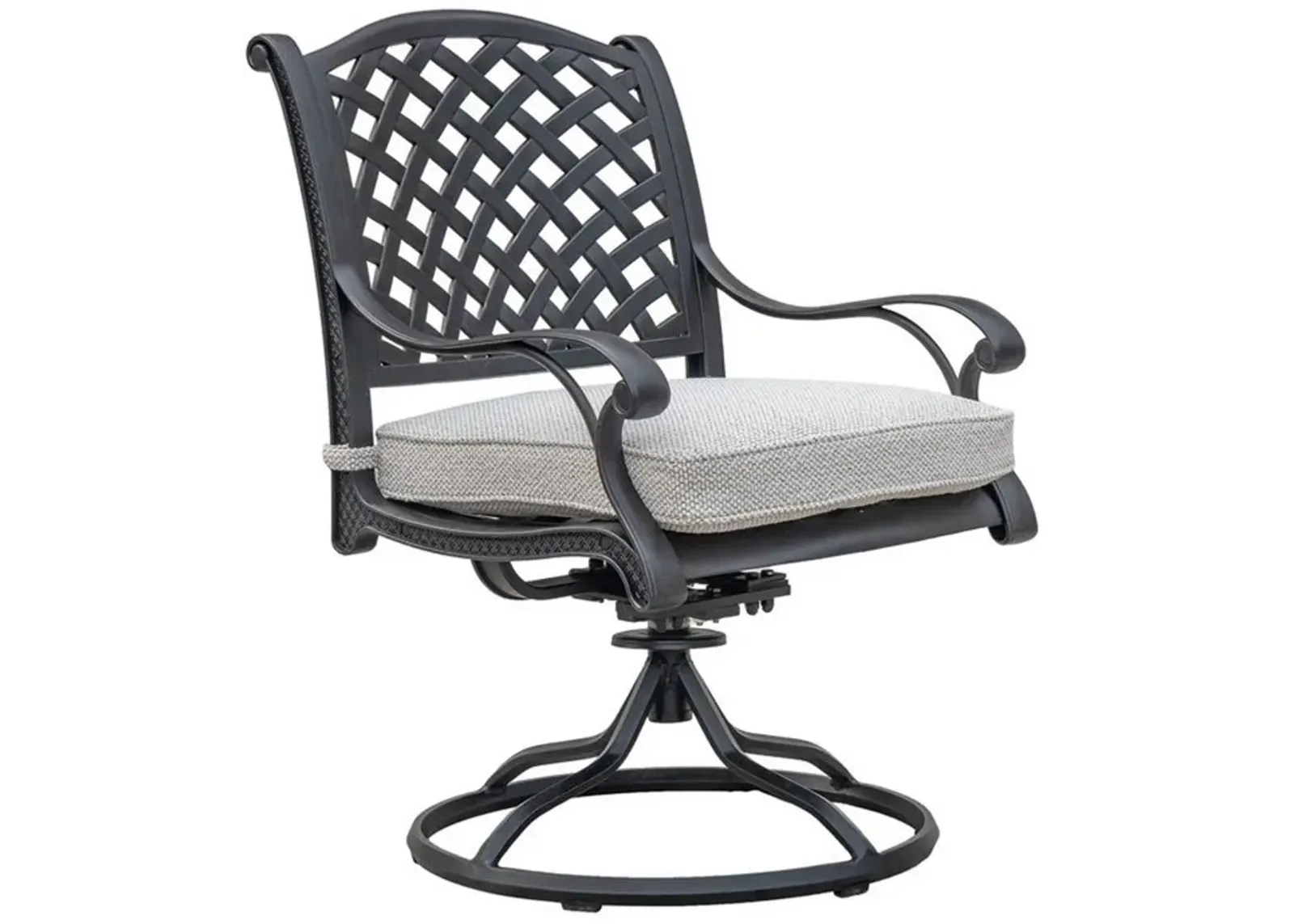 Zoe Outdoor Dining Swivel Rocker Chair Set of 2, Black Aluminium, Taupe