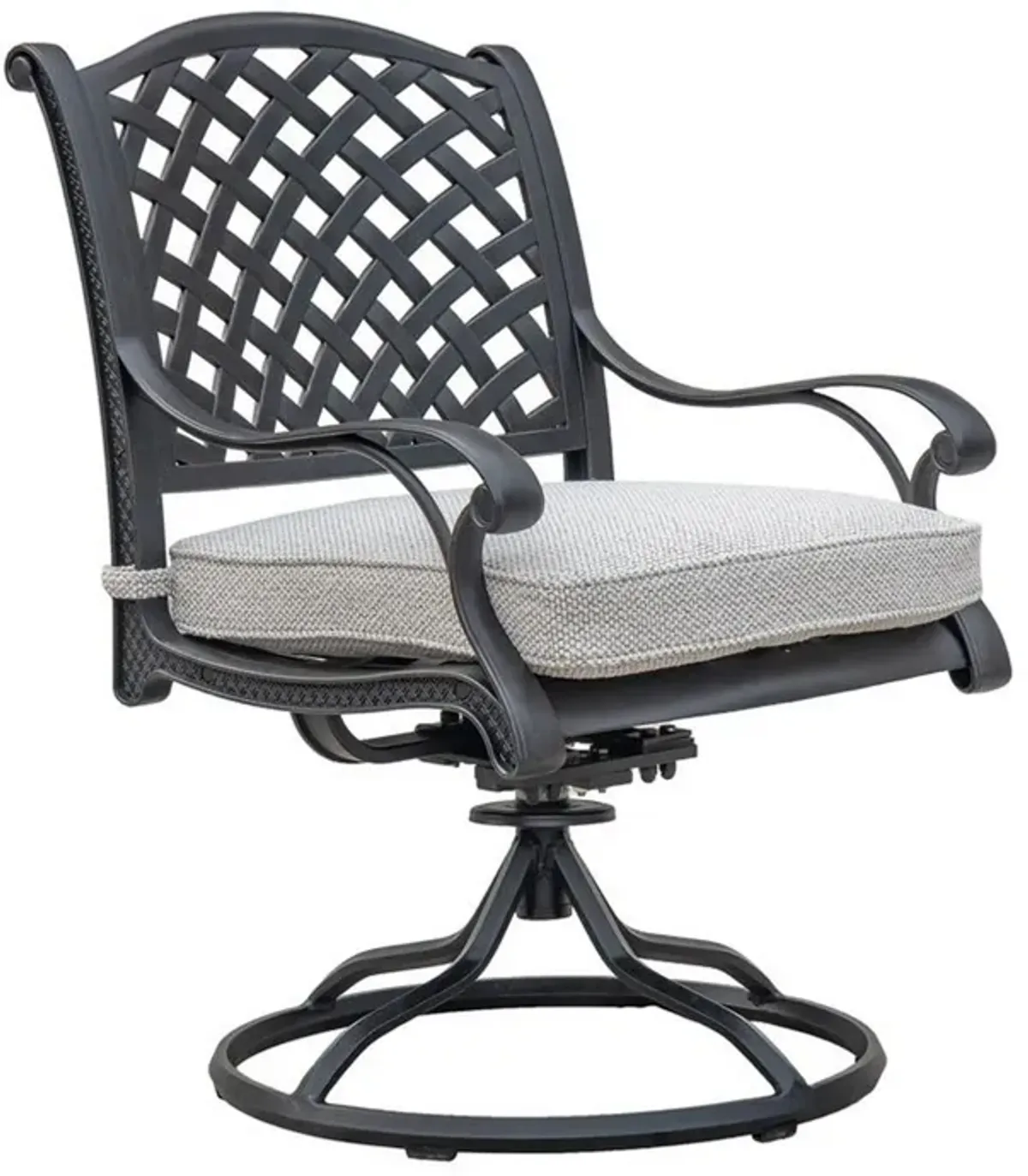 Zoe Outdoor Dining Swivel Rocker Chair Set of 2, Black Aluminium, Taupe