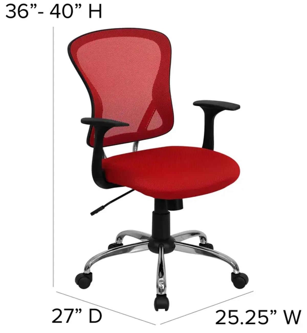 Alfred Mid-Back Blue Mesh Swivel Task Office Chair with Chrome Base and Arms