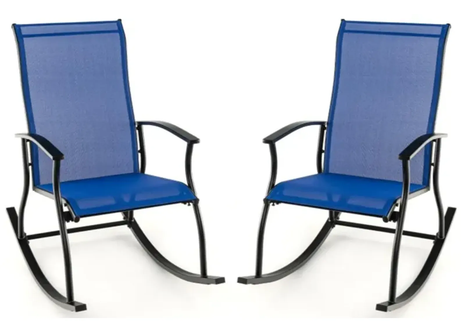 Hivvago 2 Pieces Outdoor Rocking Chairs with Breathable Backrest