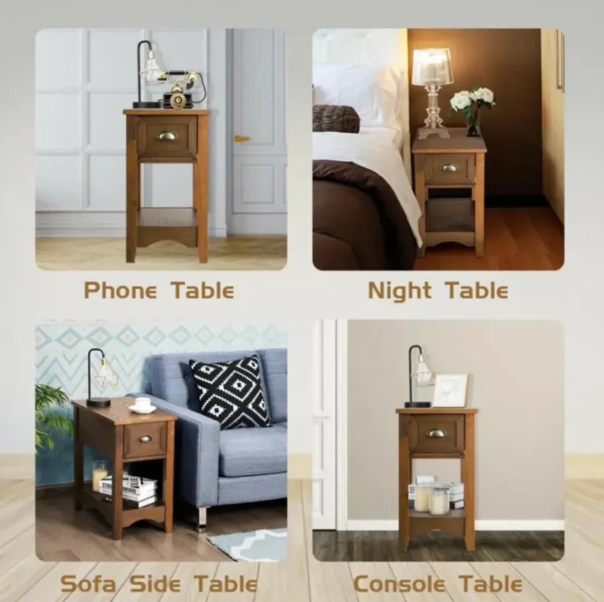 Hivvago Contemporary Chair Side End Table Compact Table with Drawer Nightstand