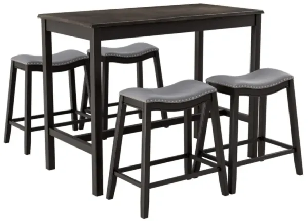 Dining Set with 4 Upholstered Stools set of 5