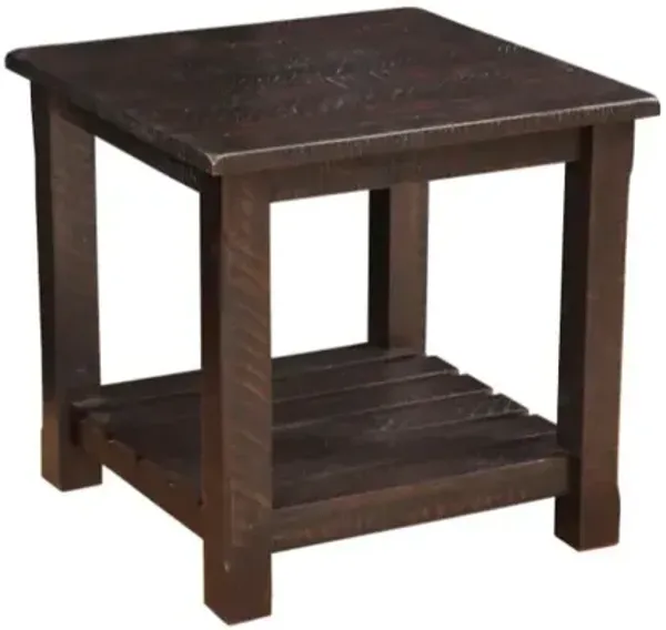 Hivvago 24" Rustic Espresso Solid Wood Square End Table With Shelf