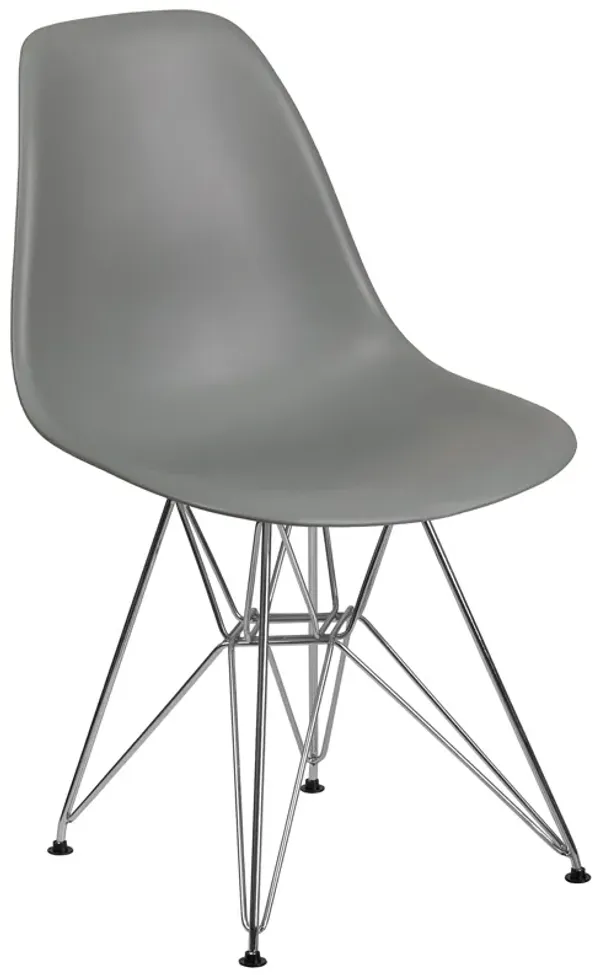Flash Furniture Elon Series Moss Gray Plastic Chair with Chrome Base