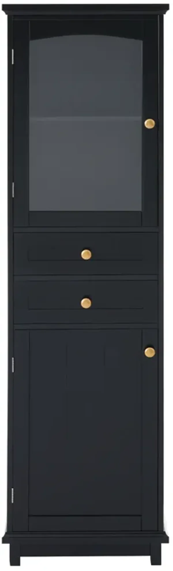 Merax Tall Bathroom Storage Cabinet with Glass Doors