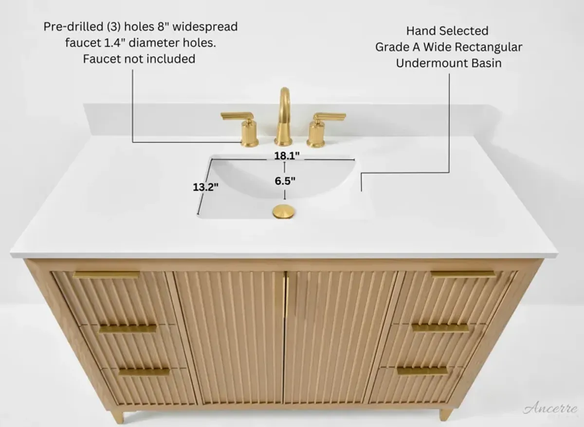 Turlington 48 in. Oak Bath Vanity Set with White Quartz Vanity Top and White Undermount Basin