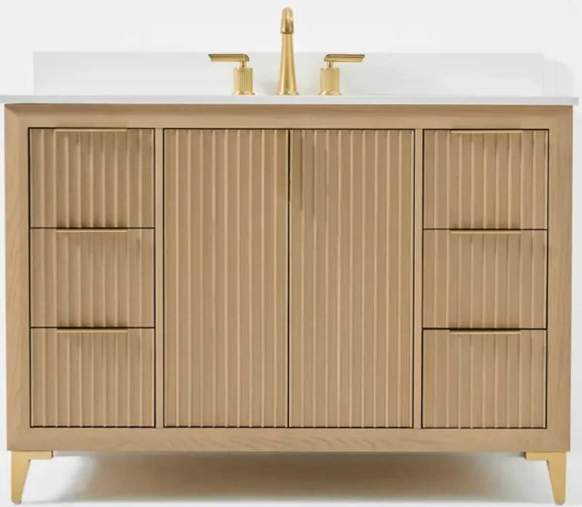 Turlington 48 in. Oak Bath Vanity Set with White Quartz Vanity Top and White Undermount Basin