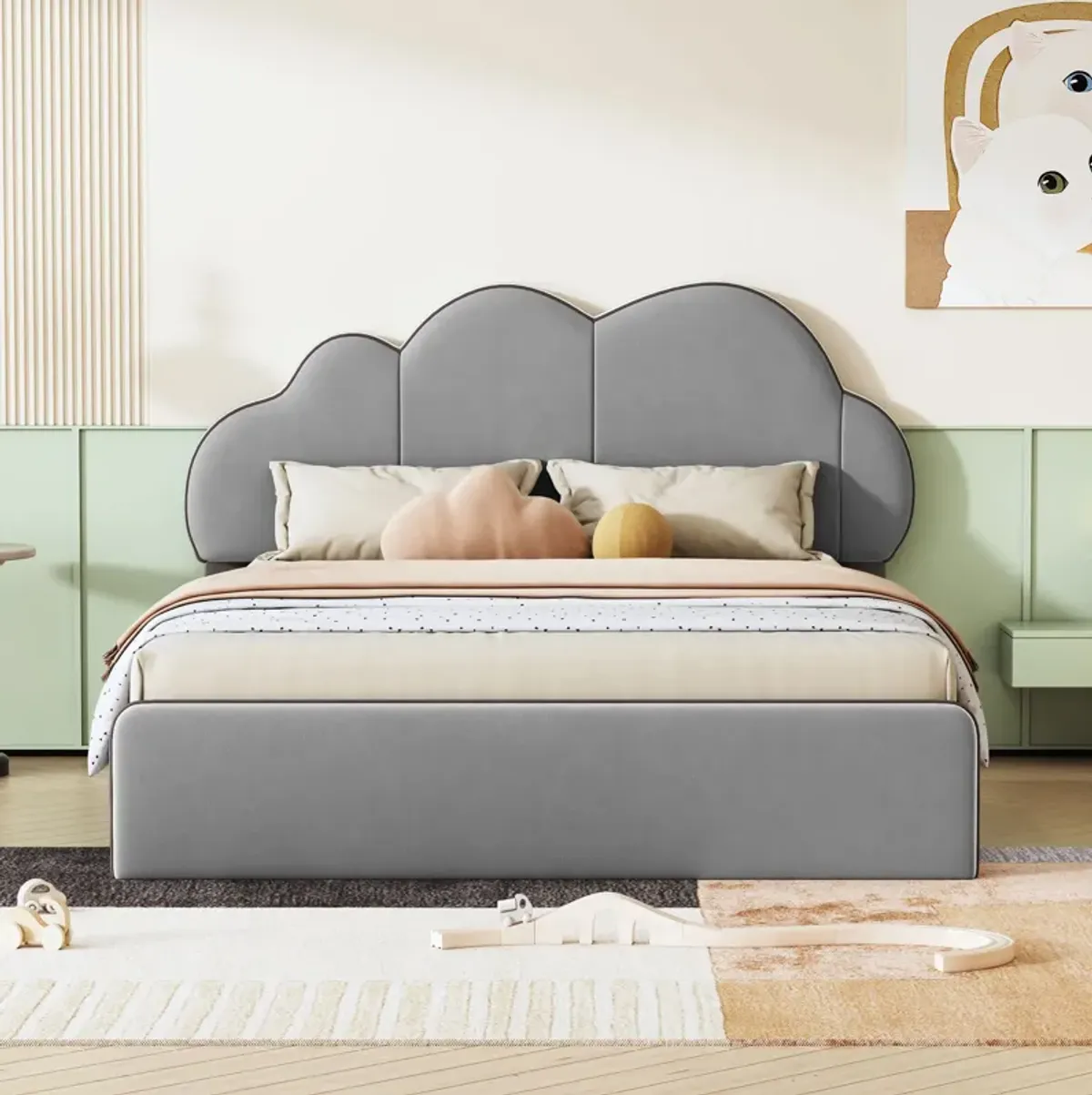 Merax Upholstered Platform Bed with Headboard