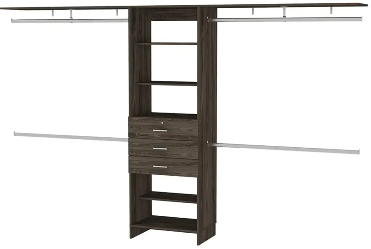 Brentwood 3-Drawer 4-Shelf Closet System Dark Walnut