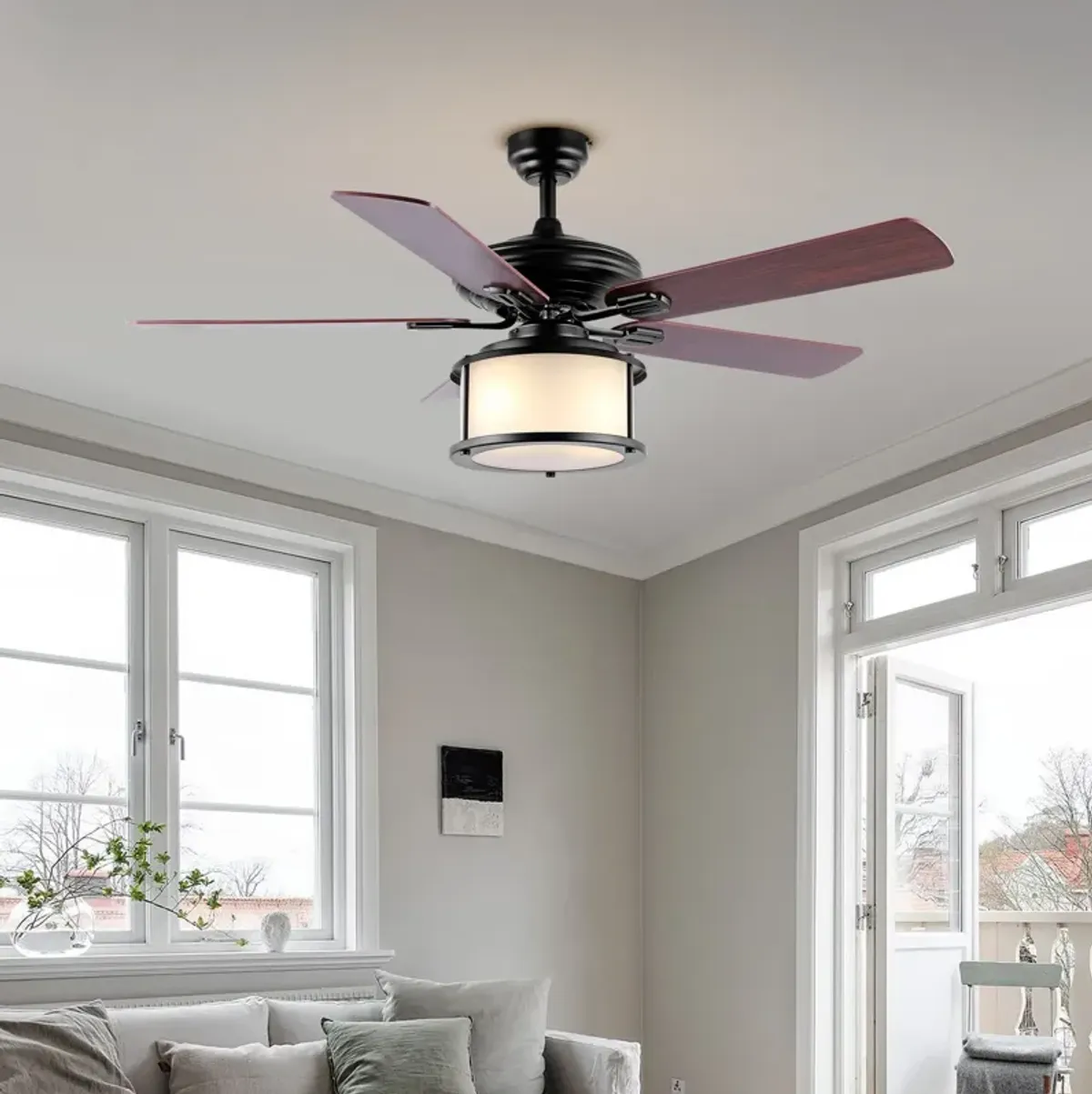 Brantley 2-Light Bohemian Farmhouse Iron LED CEILING FAN