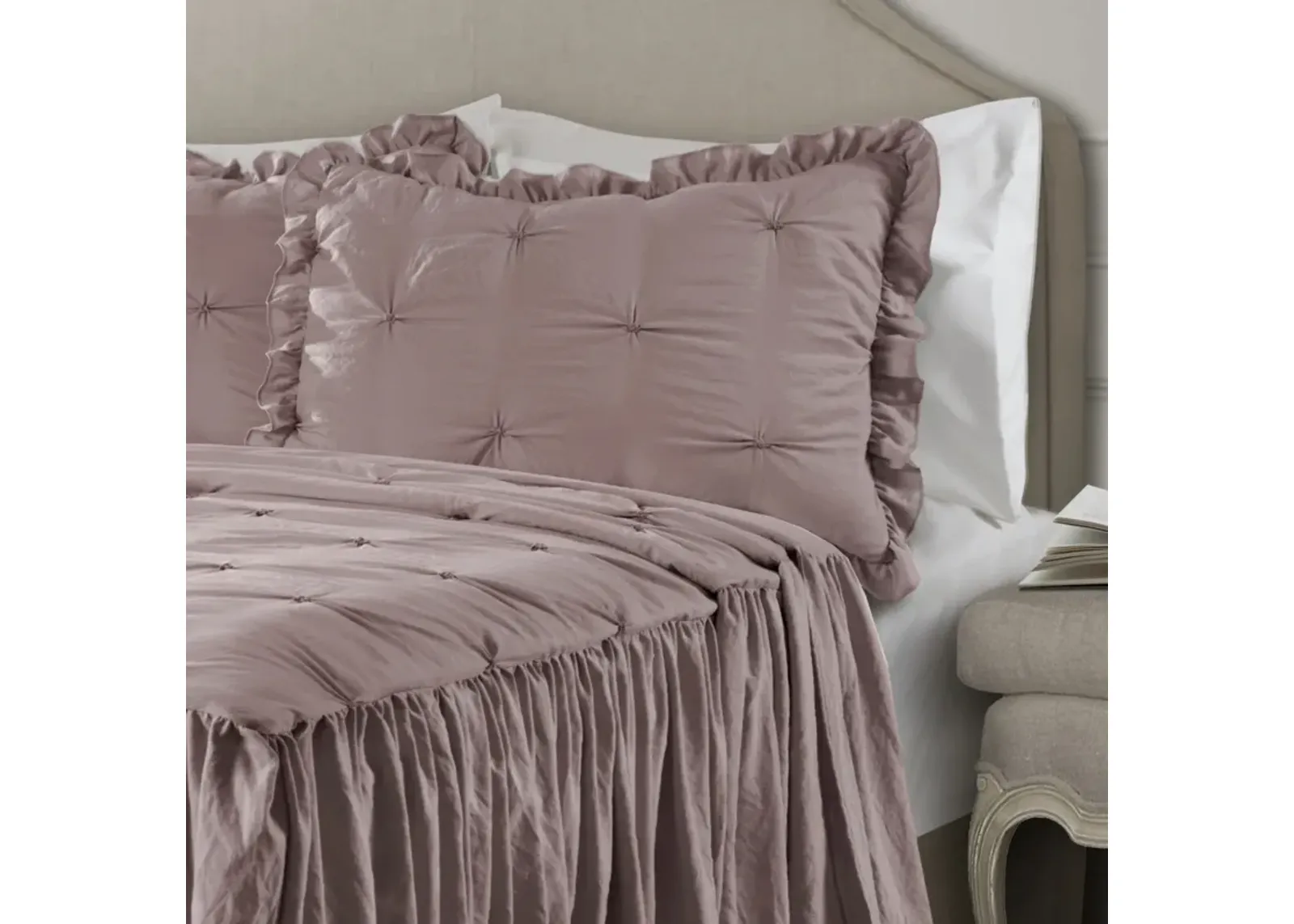 Ravello Pintuck Ruffle Skirt Bedspread 3Pc Set