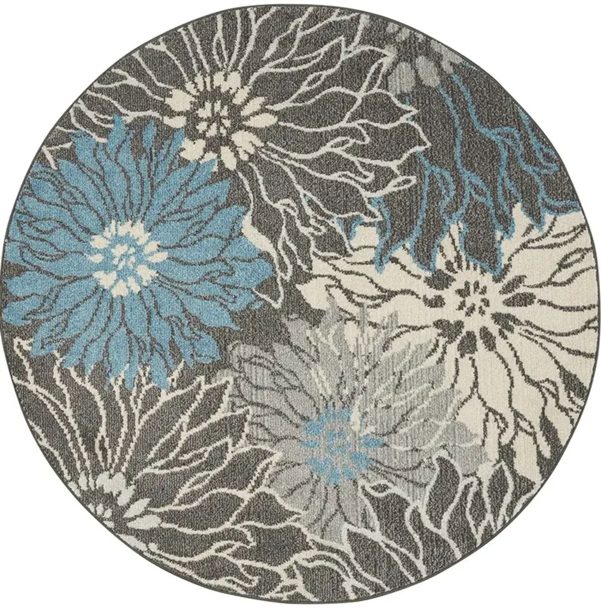 Passion PSN17 Chracoal/Blue 4' x Round Rug