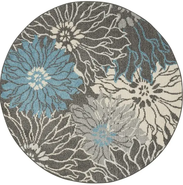 Passion PSN17 Chracoal/Blue 4' x Round Rug