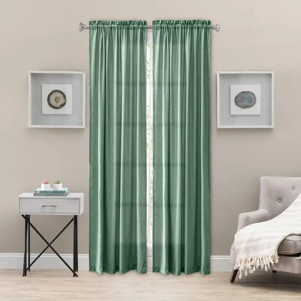 Ellis Curtain Portland Crushed Taffeta Rod Pocket Tailored Panel - 48x84", Spa