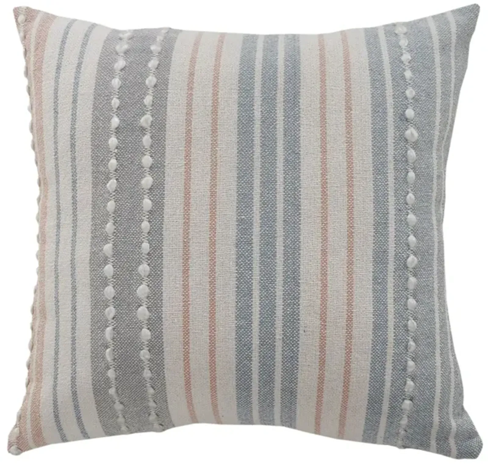 20" Gray and Blue Striped Square Throw Pillow