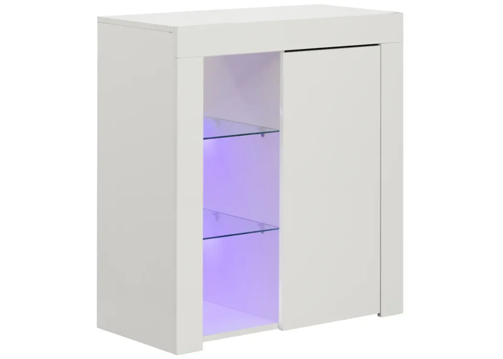 Office or Living Room Side Storage Cabinet With LED, White