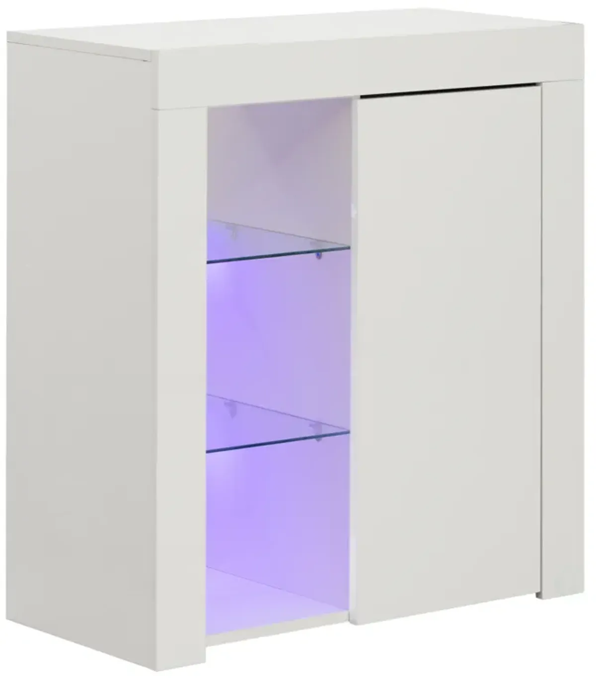 Office or Living Room Side Storage Cabinet With LED, White