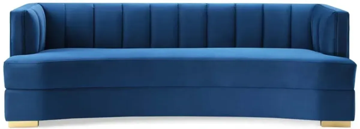 Modway Encompass Modern Channel Tufted Performance Velvet Sofa in Navy/Gold