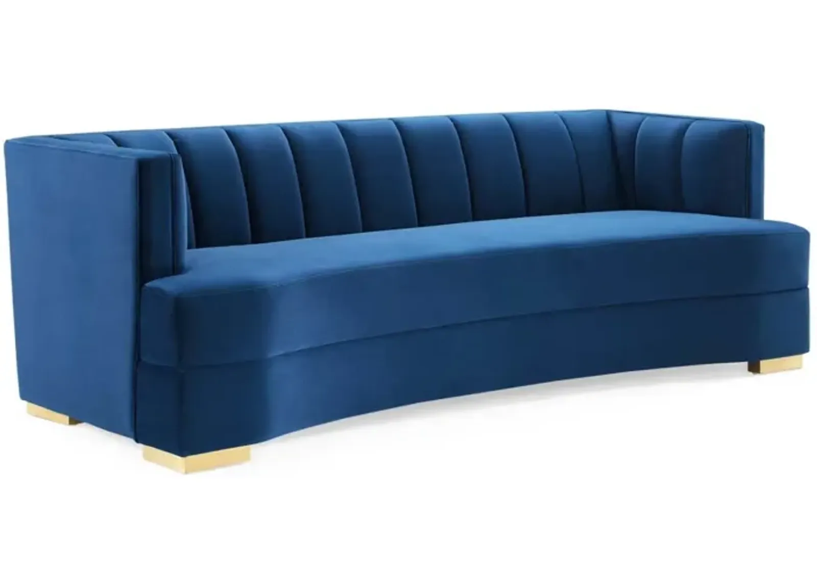 Modway Encompass Modern Channel Tufted Performance Velvet Sofa in Navy/Gold