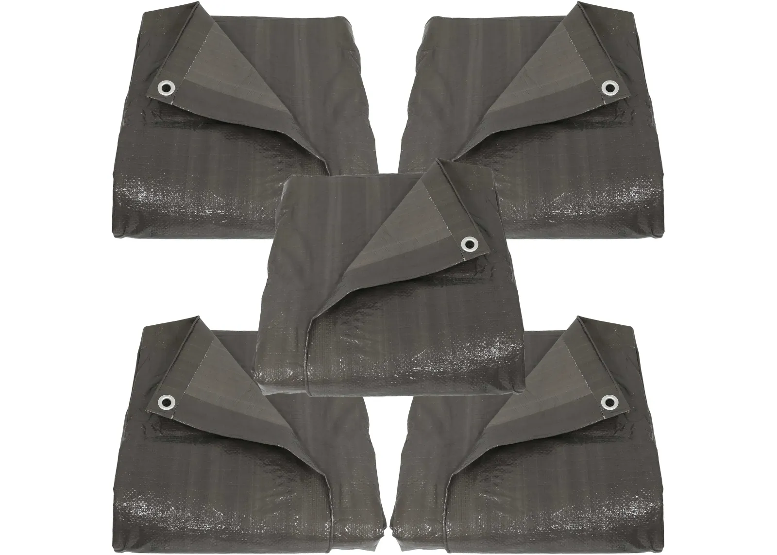 Sunnydaze Multi-Purpose Tarp - Dark Gray - 12 ft x 16 ft - Set of 5