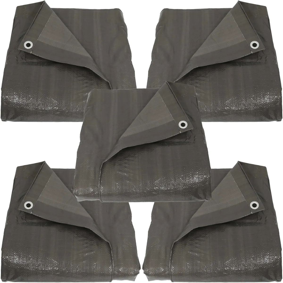 Sunnydaze Multi-Purpose Tarp - Dark Gray - 12 ft x 16 ft - Set of 5