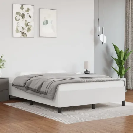 vidaXL Bed Frame White 53.9"x74.8" Full Faux Leather
