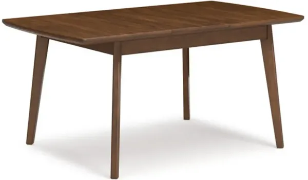 64 Inch Wood Extendable Dining Table with Tapered Legs, Wood Grain, Brown-Benzara