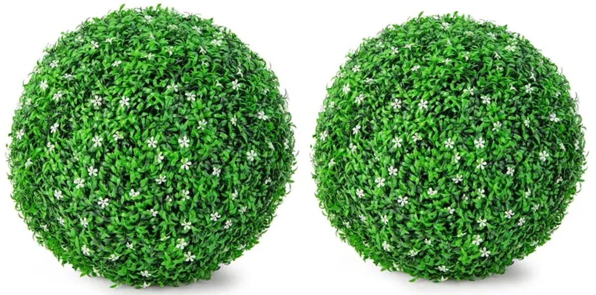 2 PCS Holly Artificial Topiary Balls 19.5 Inch Faux Boxwood Balls