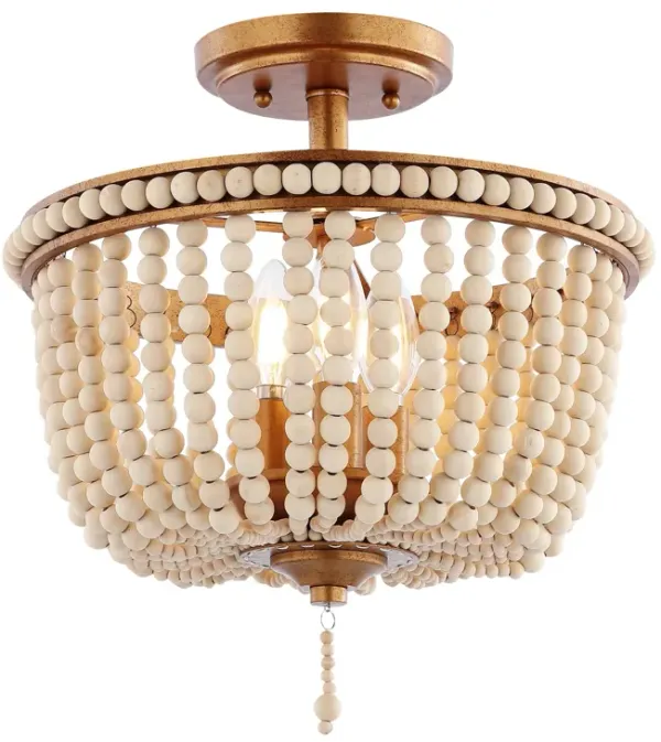 Allie Wood Beaded/Metal LED Flush Mount