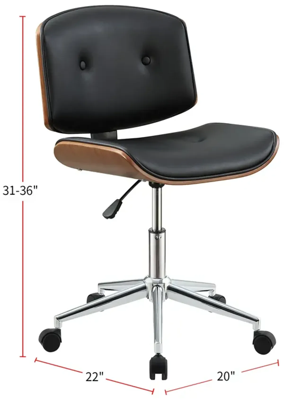 Leatherette Office Chair in Black and Walnut Finish