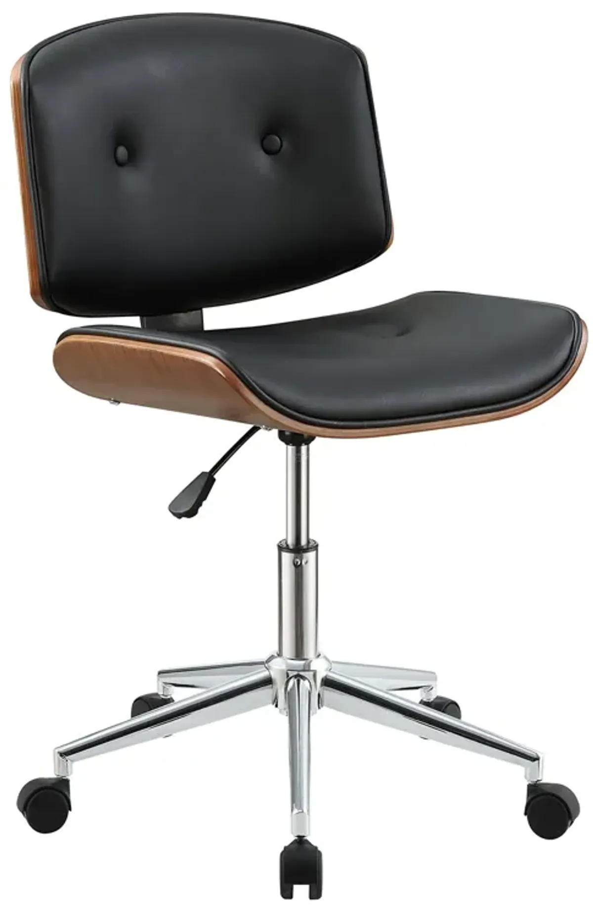 Leatherette Office Chair in Black and Walnut Finish