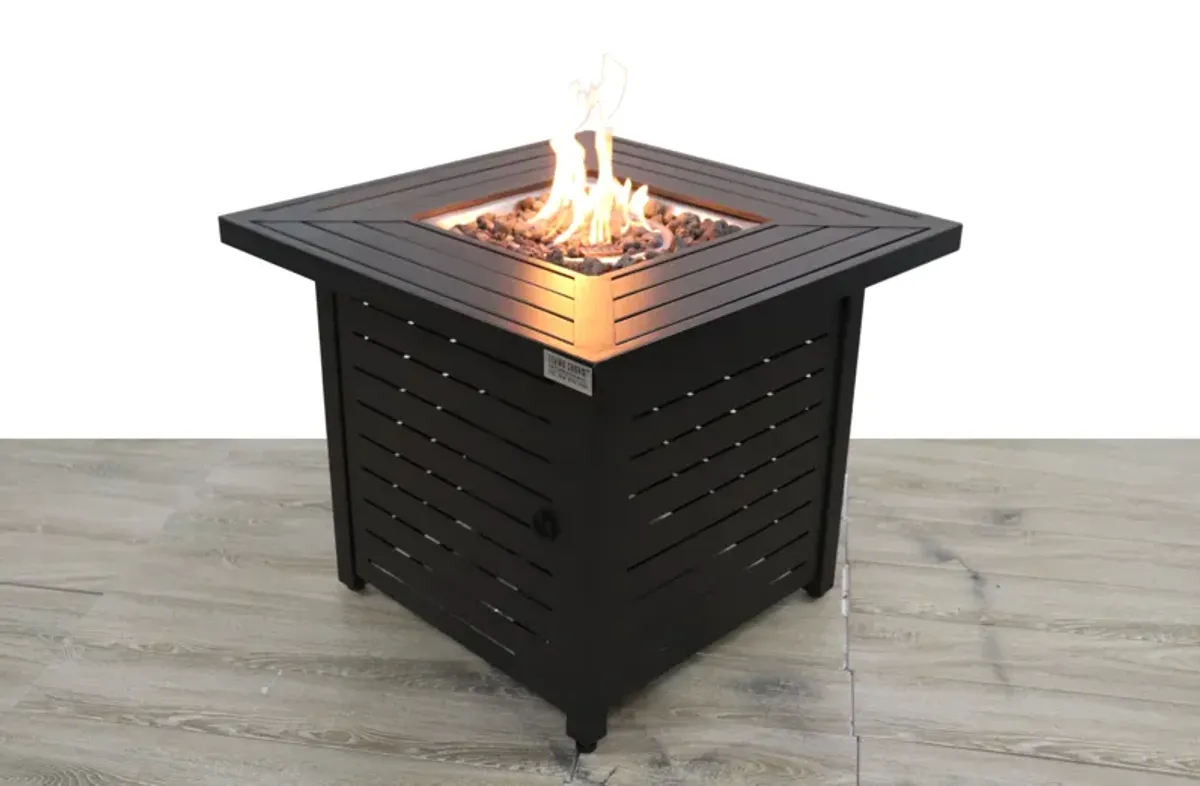 Living Source International 25'' x 30'' Rectangle Fire Pit Table with Hidden Fuel Tank Black CM-0124