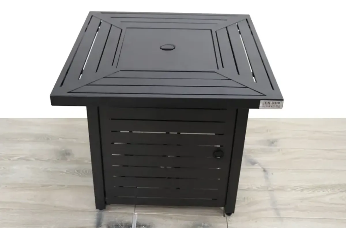 Living Source International 25'' x 30'' Rectangle Fire Pit Table with Hidden Fuel Tank Black CM-0124