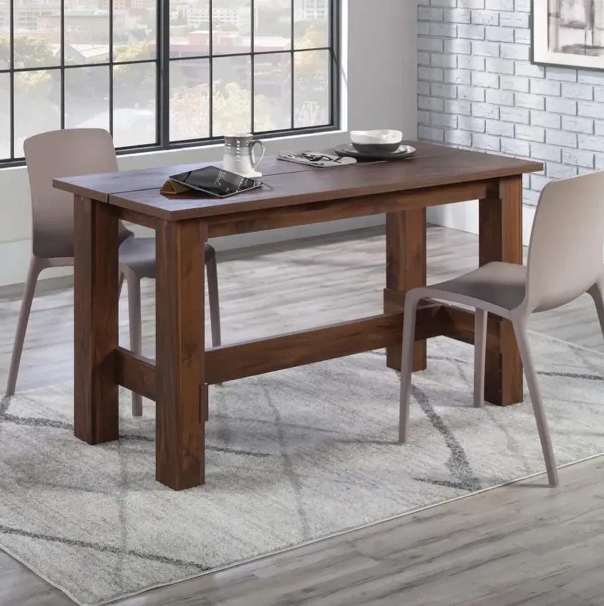 Sauder Boone Mountain Dining Table Grand Walnut