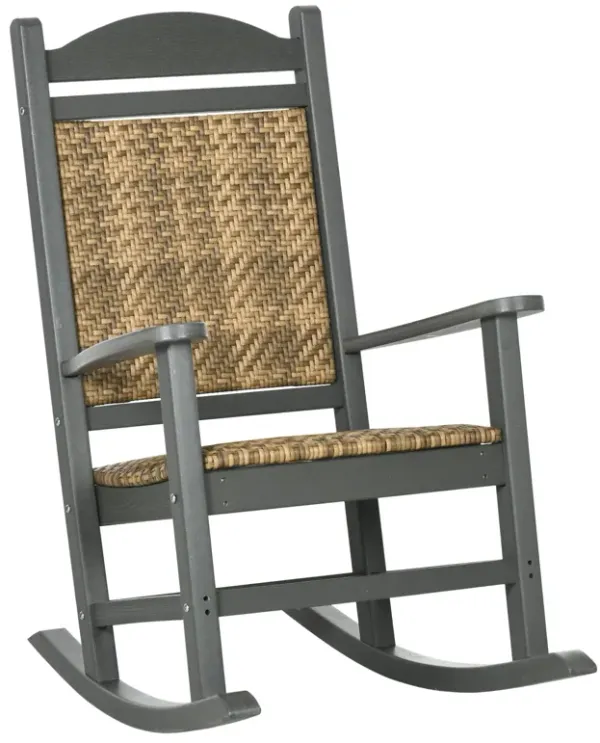 Outdoor Rocking Duo: HDPE Frame Chairs with Padded Seats & PE Rattan